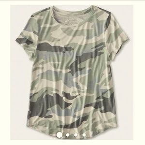 Army Green Print Short Sleeved Top